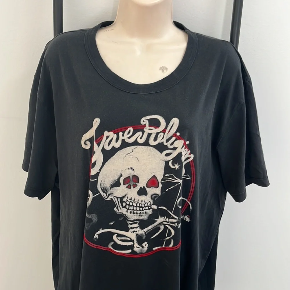 True Religion Smoking Skull Graphic Tee Men's XXXL Black Cotton Short Sleeve T-S